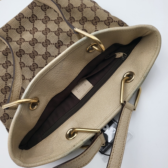 GUCCI PM CANVAS LEATHER TOTE BAG...Authentic w/ COA.... - Picture 13 of 15